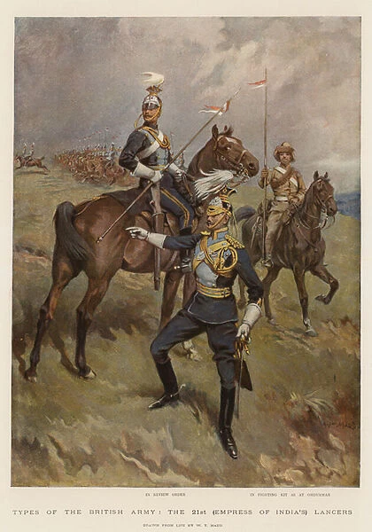 Types of the British Army, the 21st (Empress of India s) Lancers (colour litho)
