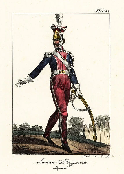 Uniform of the 1st Polish Light Cavalry Lancers Regiment, 1807. 1825 (lithograph)