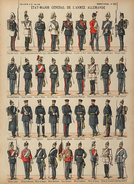Uniforms of the German Army (coloured engraving)