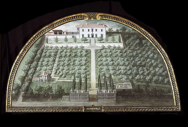 View of Villa di Marignolle near Florence, Italy (Tempera, 1599)