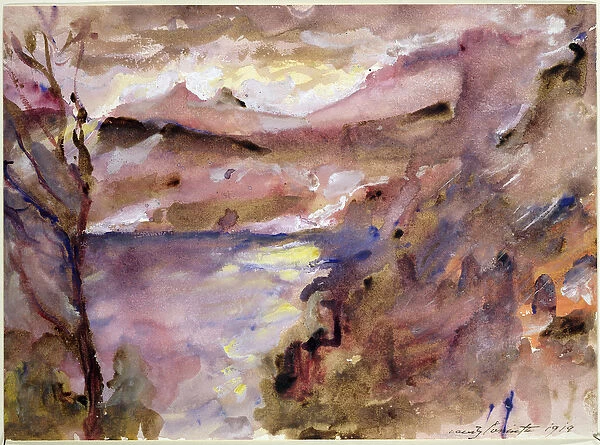 View of Walchen Lake, 1919 (w  /  c on paper)