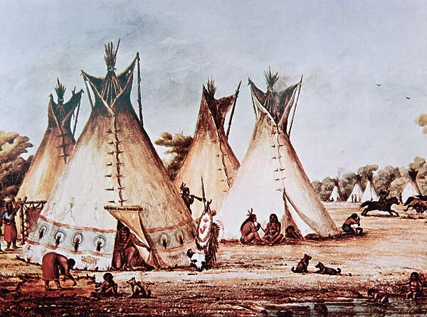 Village of the Kiowa Tribe (oil on canvas)