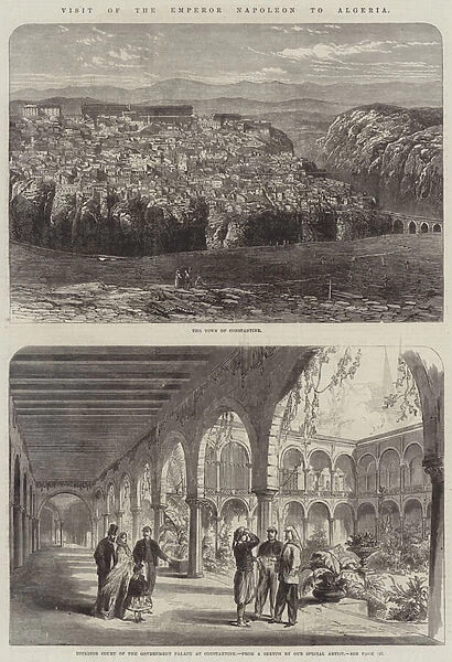 Visit of the Emperor Napoleon III to Algeria in Constantine (engraving)
