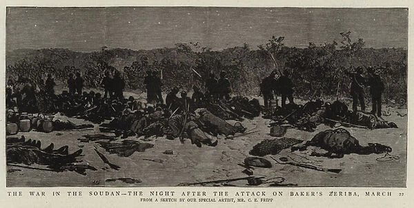 The War in the Soudan, the Night after the Attack on Bakers Zeriba, 22 March (engraving)