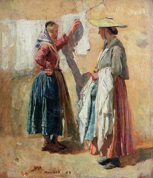 Washerwomen in Antibes, 1869 (oil on canvas)