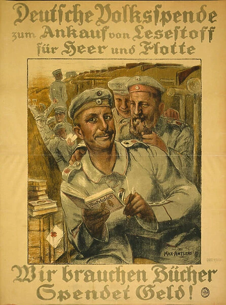 'We need books, donate money!', 1917 (colour litho)
