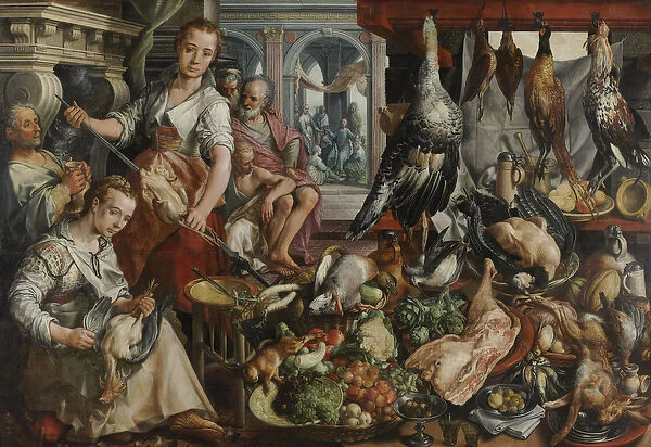 The Well-stocked Kitchen, 1566 (oil on panel)