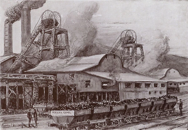 A Welsh coal mine (litho)