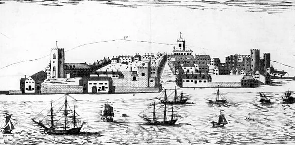 The West Prospect of the Town of Liverpool, as it appeared about the year 1680, lithograph