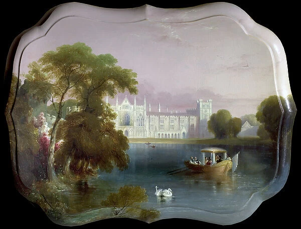 West View of Newstead Abbey, Nottinghamshire, Including a Boating Party on the Upper Lake