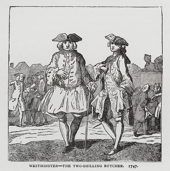 Westminster - the Two Shilling Butcher, satire on the 1747 general election depicting Lord Trentham, candidate for the constituency of Westminster, and his supporter, the Duke of Cumberland, 1747 (engraving)
