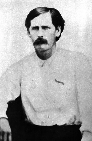 Wyatt Earp in his twenties, from a tintype taken at Dodge City, Kansas, c