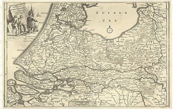 Map Kaart van Zuyd Holland met aanwyzing der overstrooming door eys