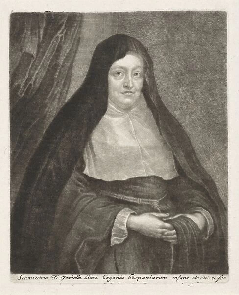 Portrait of Isabella Clara Eugenia, Infanta of Spain, print maker: Wallerant Vaillant
