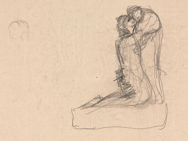 Sketch Two Figures Embracing verso Theodule Ribot