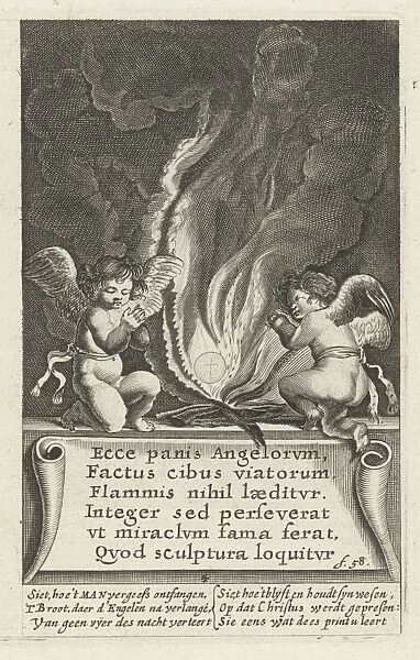 The wafer in the fire on both sides angels, Boetius Adamsz. Bolswert, Hendrik Aertssens