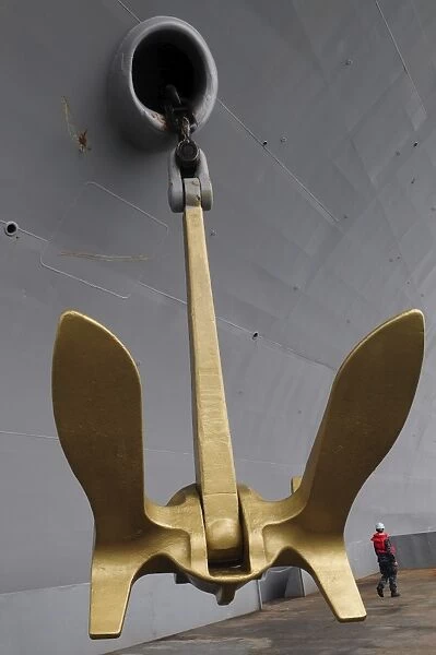 Golden Anchors are installed on the aircraft carrier USS Ronald Reagan