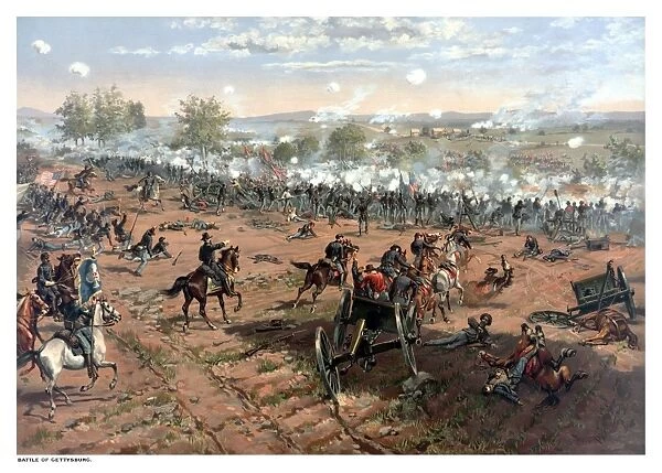 Vintage Civil War print of the Battle of Gettysburg