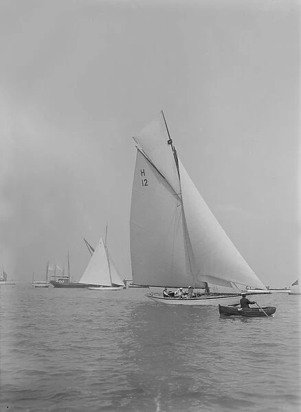 The 8 Metre Class The Truant (H12) sailing close-hauled. Creator: Kirk & Sons of Cowes
