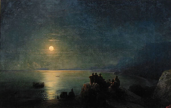 Ancient Greek poets by the waters edge in the Moonlight, 1886. Artist: Aivazovsky, Ivan Konstantinovich (1817-1900)