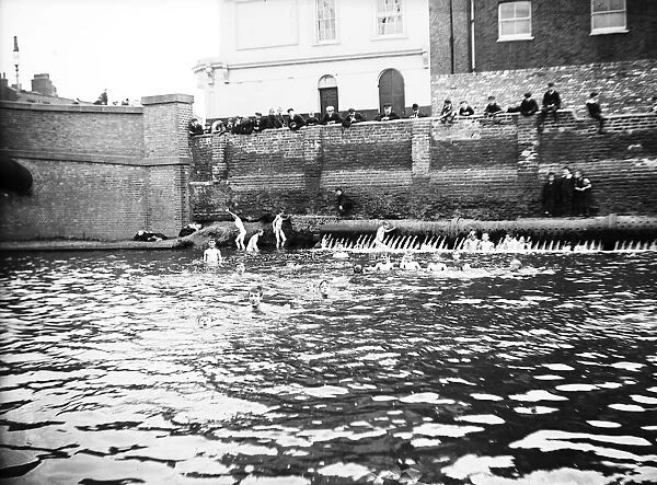 Boys bathing in a sluice on the Grand Union Canal, London, c1905