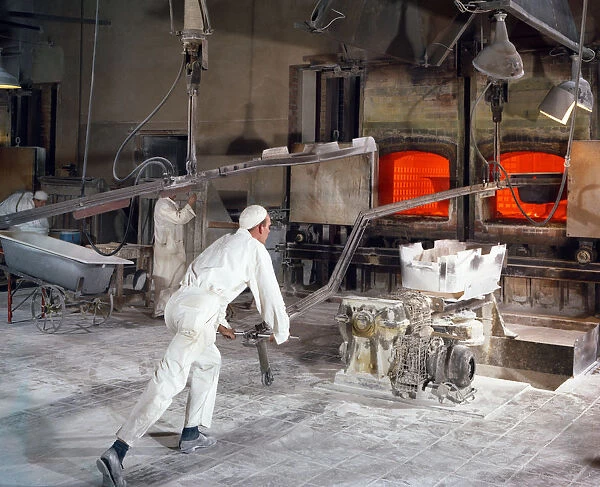 Extracting a steel bath from the furnace at Ideal Standard in Hull, Humberside, 1967