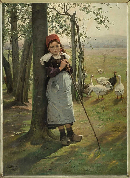 The Goose Girl, ca 1885. Creator: Brozik, Vaclav (1851-1901)