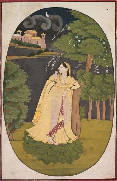 The Heroine Who Waits Anxiously for Her Absent Lover (Utka Nayika), c. 1800. Creator: Unknown