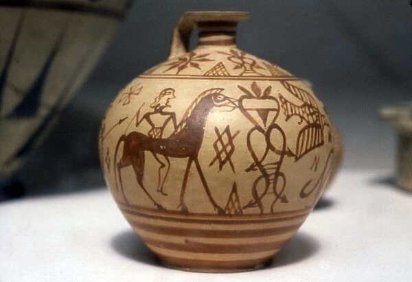 Horseman on Greek Scent-Bottle (Araballos) Proto-Corinthian, c7th century BC