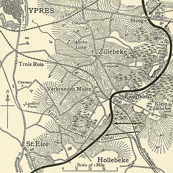 Map showing the Scene of the German Attacks... First World War, February 1916, (c1920)