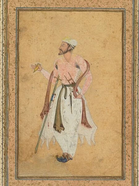 A Mughal courtier, c. 1575; border added probably 1700s. Creator: Unknown