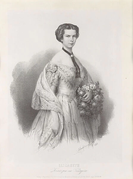 Portrait of Empress Elisabeth of Austria, 1853. Creator: Hanfstaengl, Franz (1804-1877)