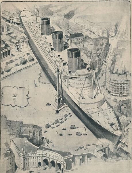 The Queen Mary In Relation To Trafalgar Square, London, 1936
