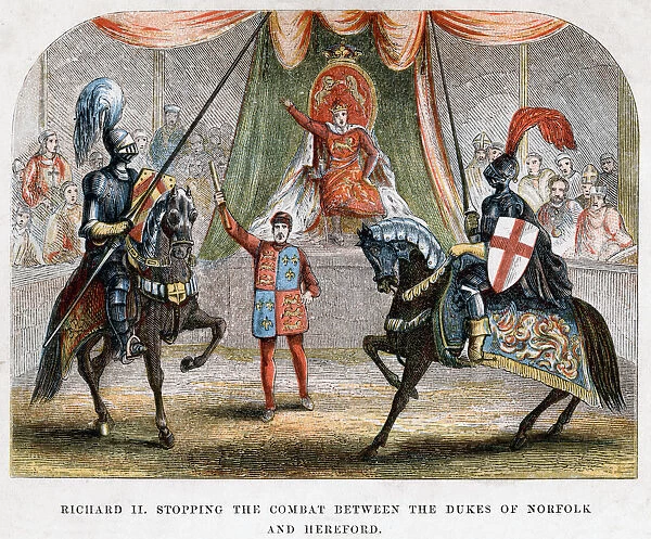 Richard II stopping the combat between the Dukes of Norfolk and Hereford, 1398