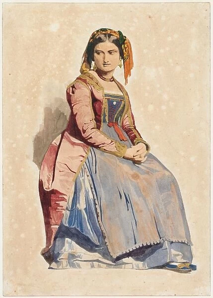 Seated Italian Woman, 1800s. Creator: Dominque Louis Papety (French, 1815-1849)