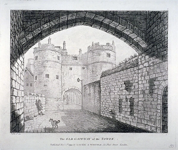 View of the old gateway to the Tower of London, 1794