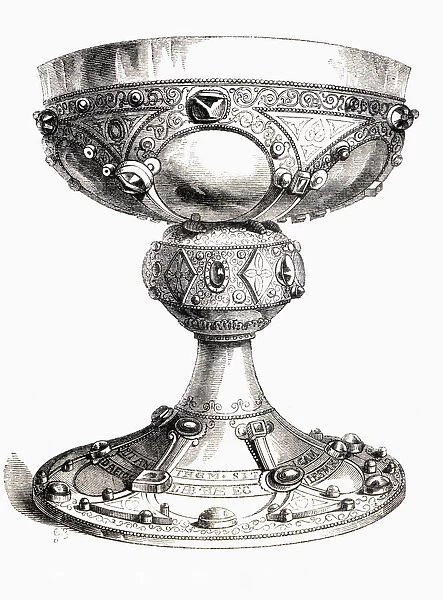 The 12Th Century Chalice Of Saint Remi, Or St. Remigius. Pure Gold Encrusted With Precious Stones. From Handbook Of The Arts Of The Middle Ages And Renaissance, Published London 1855