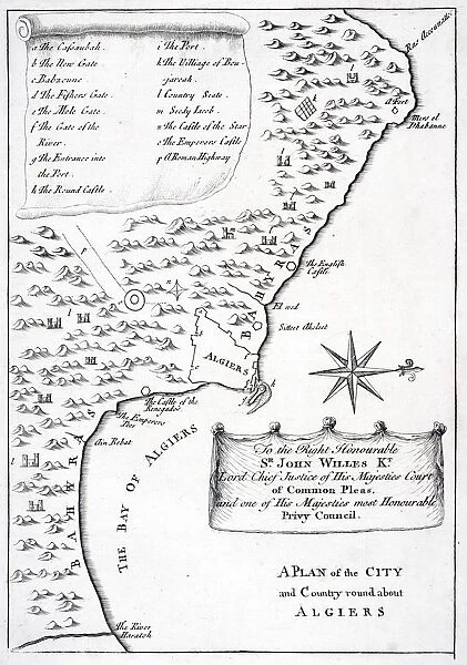18Th Century Map Of A Plan Of The City And Country Around About Algiers
