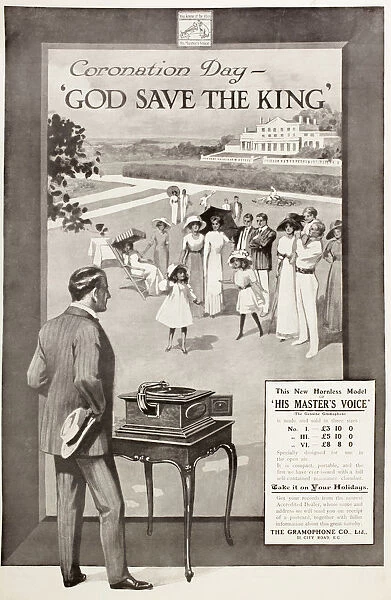 A 1910 Advertisement For His Masters Voice'Gramaphone Player. From The Illustrated London News Published 1910