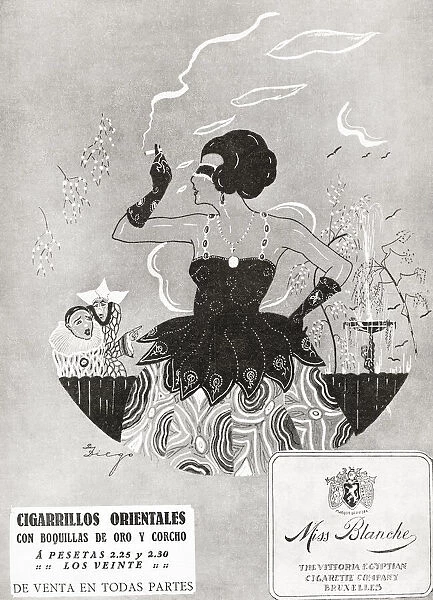 1920's Spanish advertisement for Cigarrillos Orientales or Oriental Cigarettes. From La Esfera, published 1921