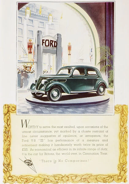 A 1937 Advertisement For The Ford- V8 '22'Car. From The Sphere, Coronation Record Number Published 1937