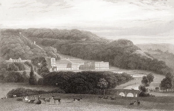 19th Century View Of Chatsworth House, Derbyshire, England. From Churtons Portrait And Lanscape Gallery, Published 1836