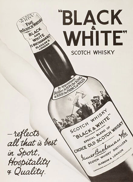 Advertisement For Black And White Scotch Whisky. From The London Illustrated News, Christmas Number, 1933