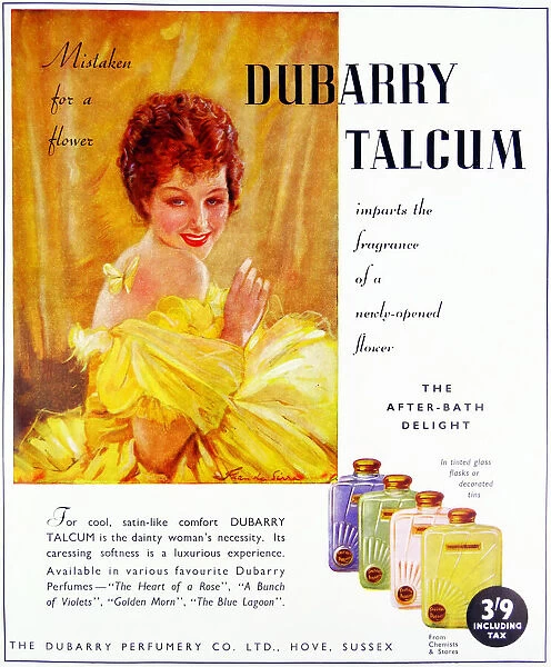 Advertisement for Dubarry Talcum powder for Women, England., dated 1948