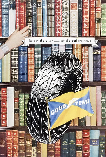Advertisement for Goodyear motor car tyres circa 1950