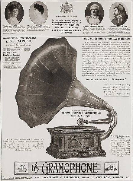 Advertisement for The Gramophone Comany in the June 1907 edition of The Graphic, a weekly illustrated newspaper, published in London from 1869 to 1932