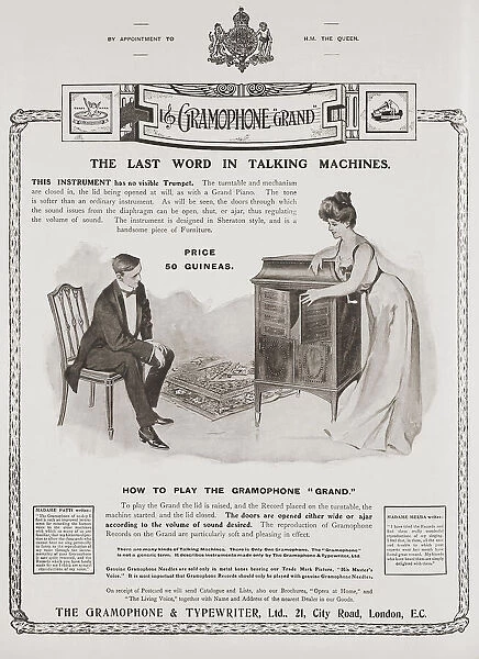 Advertisement for The Gramophone Comany in the March 1907 edition of The Graphic, a weekly illustrated newspaper, published in London from 1869 to 1932