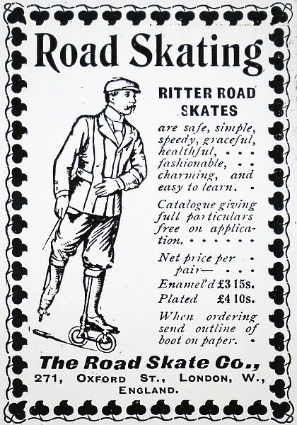 Advertisement for Ritter's road skates, 19th century