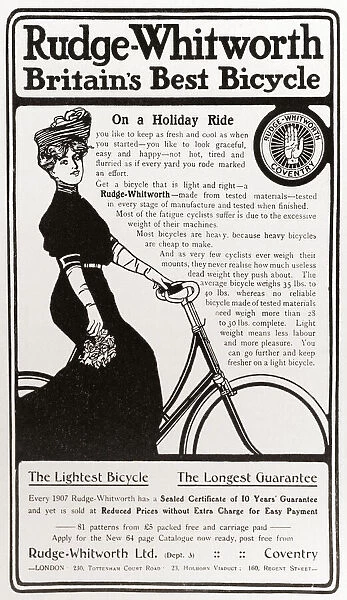 Advertisement for Rudge-Whitworth Cycles. From The Business Encyclopaedia and Legal Adviser, published 1907
