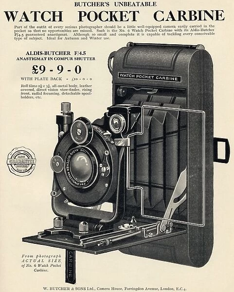 Advertisement For The Watch Pocket Carbine Camera. From The Book Photograms Of The Year Published 1924